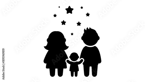 Silhouette of a happy family.