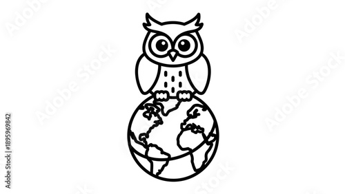 Owl Sitting on a Globe.