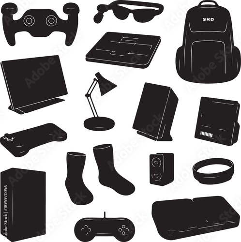 collection of various everyday objects and gadgets