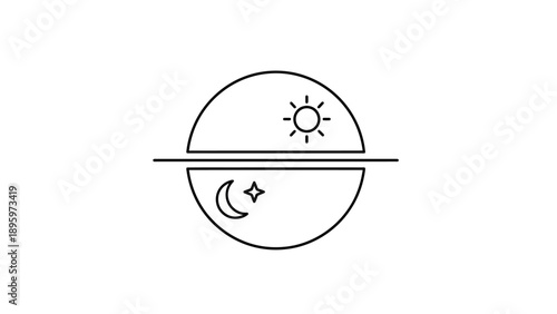 Day and Night Symbol Graphic Icon.