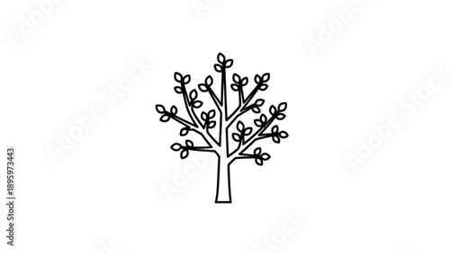 Tree with Branches and Leaves Illustration.