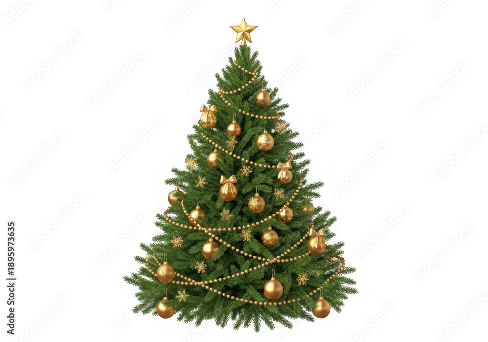 Obraz premium Decorated christmas tree with golden ornaments
