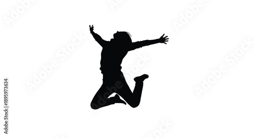 Jumping person silhouette vector celebrating success and joy