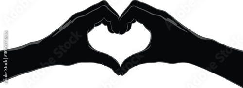 Hands making heart shape silhouette vector for love and care