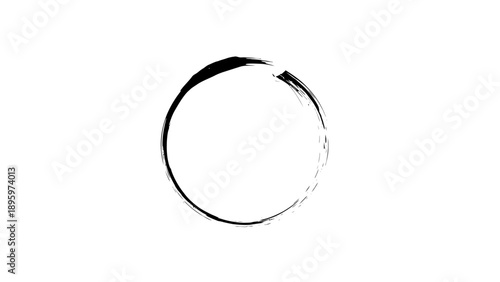 Black brush stroke enso circle symbol on white background