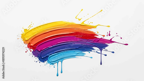 Vibrant paint splash creating an abstract rainbow design