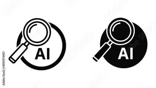 Ai logo with magnifying glass icon