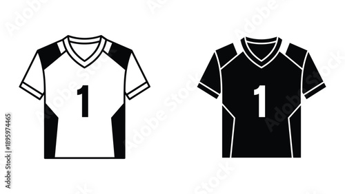 Black and white sports jerseys with number one