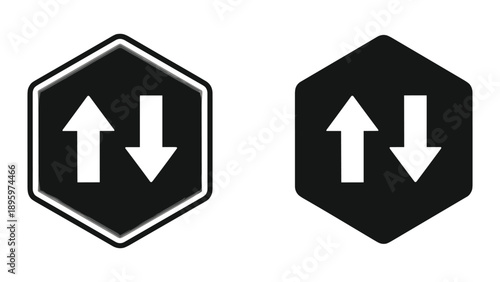 Double arrow sign symbolizing up and down direction