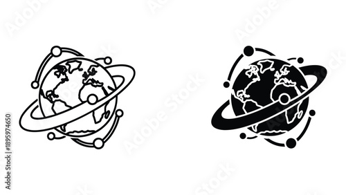 Simple vector illustration of planet earth with ring