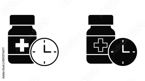Medical bottles with clock symbolizing timely medication