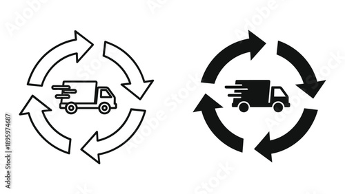 Delivery truck icons representing logistics and transportation