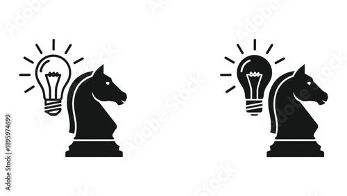 Creative chess knight with bright idea