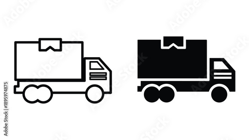 Delivery truck icons in black and white