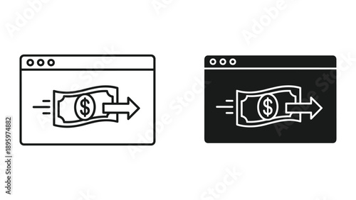 Online transaction icons representing digital payment