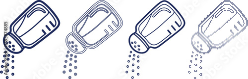 Salt shaker icons set for kitchen design in various graphic styles