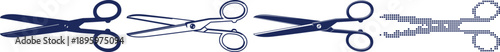 Dark blue scissors, open, sharp, cutting tool, vector