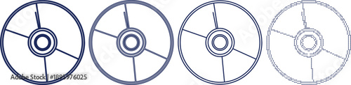 Circular steering wheel design, car control element illustration