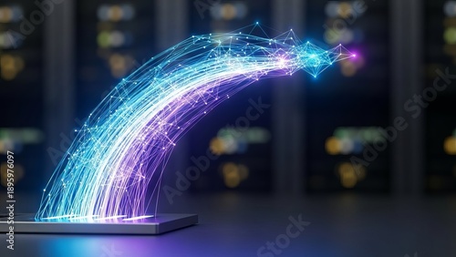 Vibrant Data Stream Flowing Through Digital Network