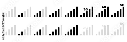 signal set icon. 3G, 4G and 5G. Vector illustration