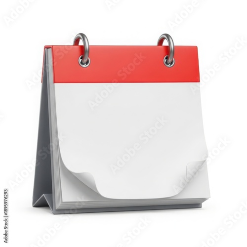 Blank calendar page with red spine