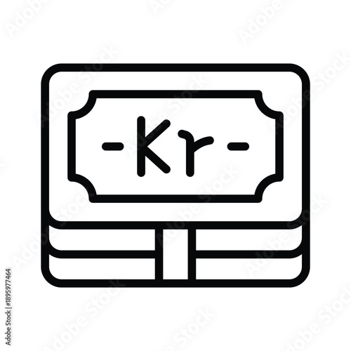 Well designed line icon showing norwegian krone currency concept
