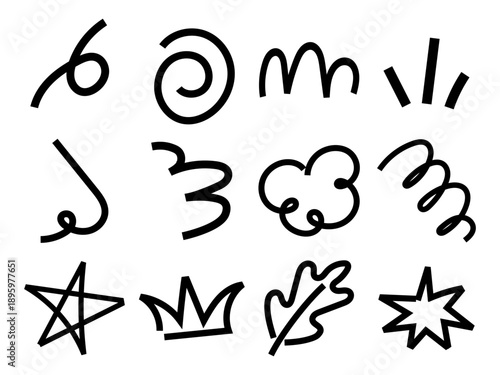 Collection of Hand Drawn Squiggles Doodle Line Shape Pattern Set