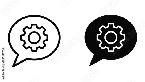 Setting configuration icon in speech bubble