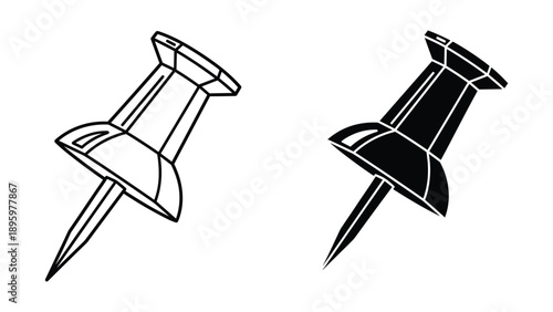 Simple black and white illustration of push pins