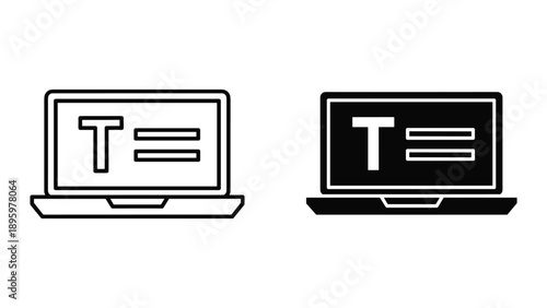 Laptop icons representing text editing