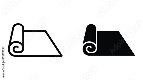 Simple black and white rolled up paper illustration