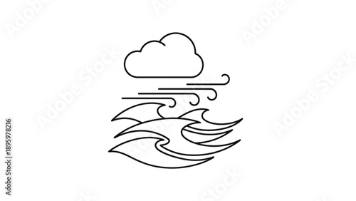 Waves and Cloud Weather Illustration.