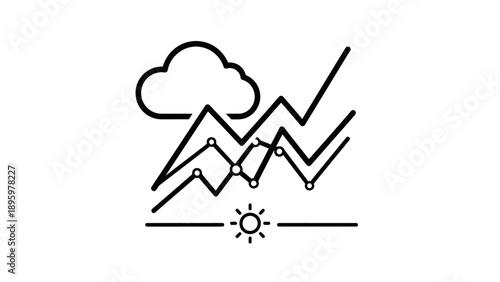 Mountain range with cloud and sun.