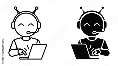 Customer support representative working on laptop