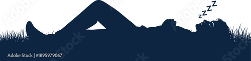 Silhouette of a Person Sleeping Peacefully in the Grass Under Night Sky