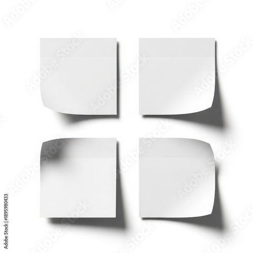 Set of four blank sticky notes