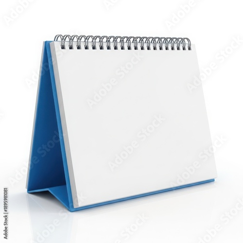 Blank desk calendar in blue stand