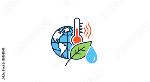Climate Change and Global Warming Concept with Earth and Thermometer.
