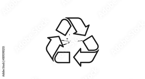 Simple black recycling symbol on white background.