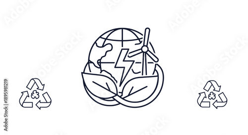 Sustainable Energy and Recycling Icons for Eco-Friendly Practices.
