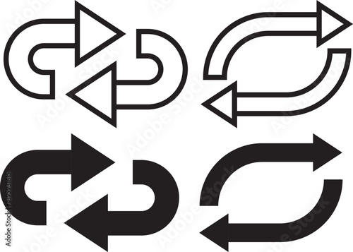 way direction arrow sign. Mega set of way direction arrow sign. Way sign. Road navigation arrows. Black Arrow Sign Direction Icon Set. Vector Image