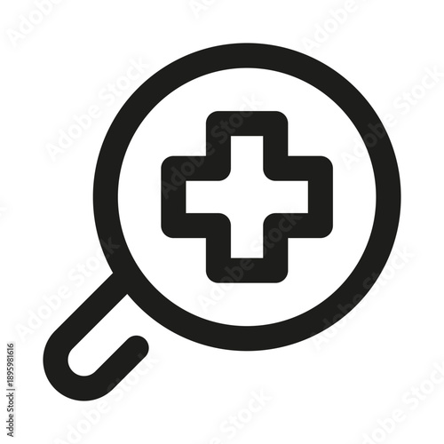 Hospital Search Professional Modern Line Icon. Minimal and unique medical symbol representing healthcare facility locator patient care and medical services concept
