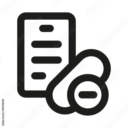 Medical Prescription Professional Modern Line Icon. Minimal and unique document symbol representing medication healthcare treatment doctor and pharmacy concept