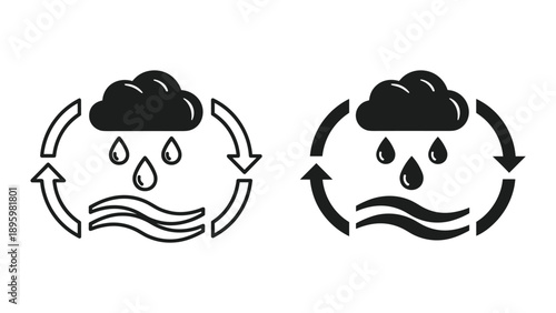 Sad face with rain cloud and arrows