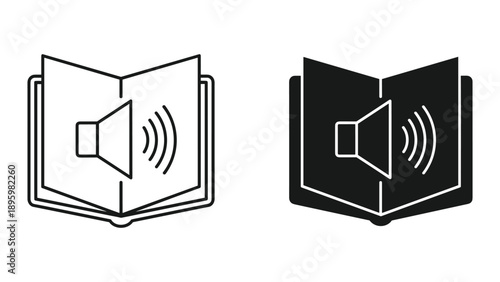 Audiobook icon set with speaker symbol