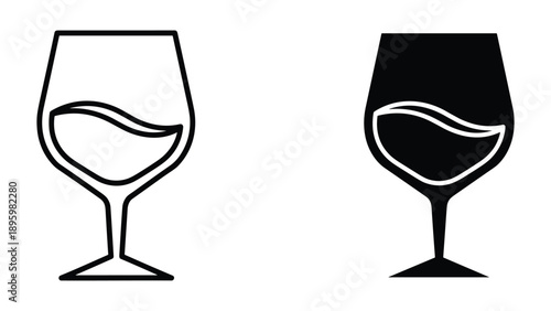 Wine glass silhouette with liquid illustration