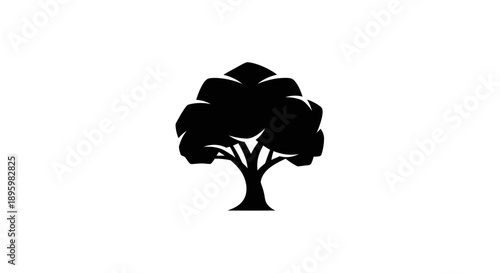 Stylized Black Tree Silhouette Icon