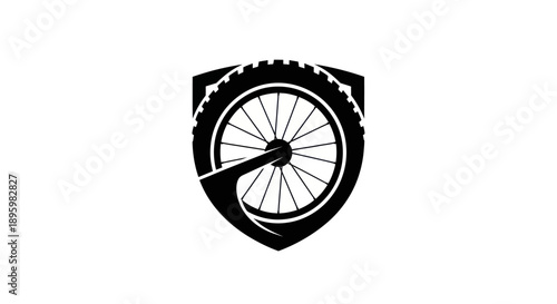 Bicycle wheel inside shield logo