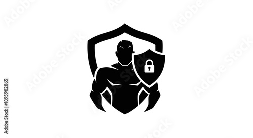 Man with Shield and Lock Icon