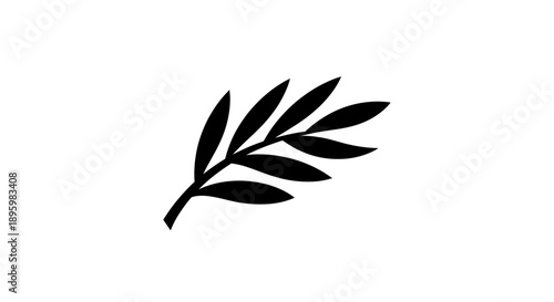 Black olive branch silhouette on white background